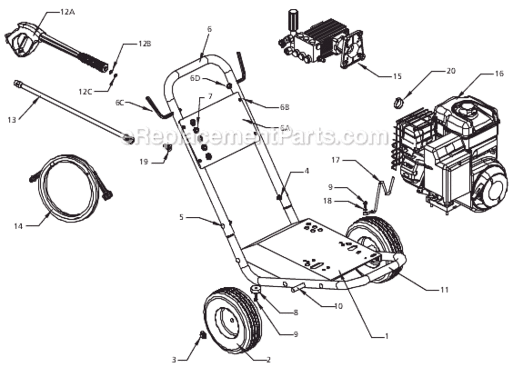 Page A Diagram and Parts List for PW322110LE 2005 Campbell Hausfeld Pressure Washer